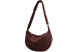 Ulisty Damen Klein Cord Hobo Tasche Breiter Gurt Umhängetasche Schultertasche Lässig Messenger Schulranzen Handtasche Tägliche Tasche