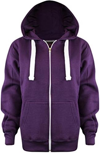New Ladies Womens Plus Size All Colour Plain Zipped Hoodies UK Size 8-28