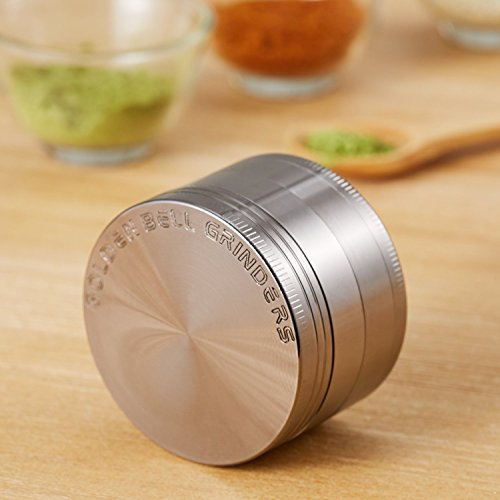 LIHAO Pollen Grinder Crusher für Tabak,Spice,Kräuter,Gewürze,Herb,Kaffee 4-teiliges Set mit Pollen Scraper (Nickel-Schwarz) - 6