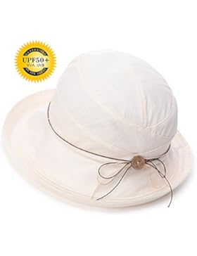 SIGGI Damen faltbarer Baumwolle Sonnenhut UPF 50+ mit Kinnriemen