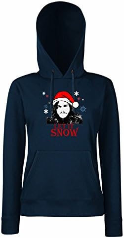 Women Printed Funny Hoodies-Let it Snow-Xmas Santa Jon Snow-Game of Thrones tee