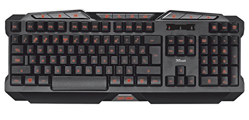 Trust Gaming GXT 280 - Teclado para gaming  iluminado con funci  n anti-ghost  iluminaci  n LED de 3 colores 