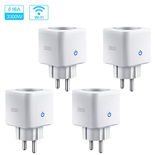 Wifi Smart enchufe zoozee inteligente Plug Alexa WiFi fernbedienbar funciona con Amazon Alexa Echo Dot y Google Home No requiere Hub con App control en cualquier lugar y tiempo (4 Pack)