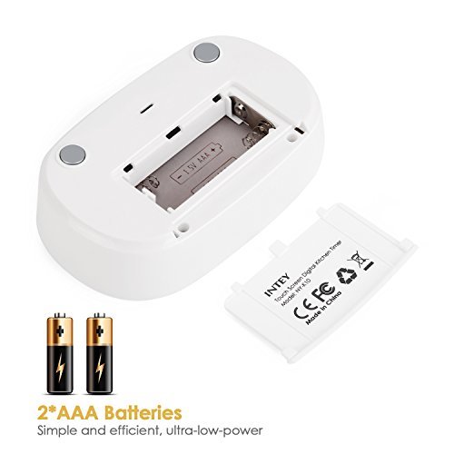 INTEY Küchentimer elektronischer magnetischer Küchen-Timer Küchenuhr (Timer-, Stopp-Uhr-Funktion, Countdown) mit großem LCD Display, lautem Alarm und Touchscreen in Gelb inkl.Batterie … … - 5