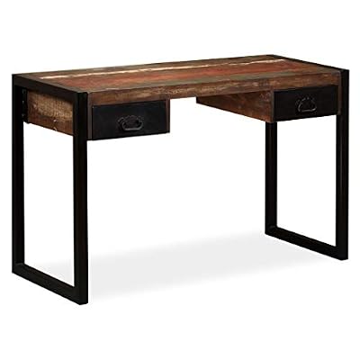VIDAXL Bureau Vidaxl Bureau avec 2 tiroirs bois de récupération massif 120x50x76 cm