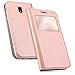 Price comparison product image kwmobile Flip Case for Samsung Galaxy J5 (2017) DUOS - PU Leather Book Style Wallet Protective Cover with Window - Rose Gold