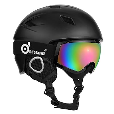 ODOLAND Casque de ski avec lunettes de ski, casque et lunettes de sport unisex pour les neiges pour hommes et femmes, antidérapant et universel, casque protecteur et lunettes protectrices pour le patinage de ski (L)