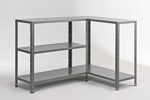 Teilbares XXL Schwerlastregal CROSSER aus verzinktem Metall. Gesamttraglast 325 kg. Mit fünf höhenverstellbaren Böden. Maße: 100 x 40 x 188 cm. - 4