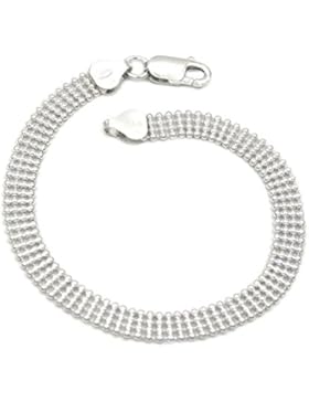 Kugelarmband 925 Sterling Silber 4-reihig 6,1mm breit 20cm lang Silberkette Armkettchen Armband rhodiniert