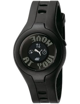 Puma–pu910212002Damen-Armbanduhr–Quarz Digital–Zifferblatt schwarz Armband Kautschuk schwarz