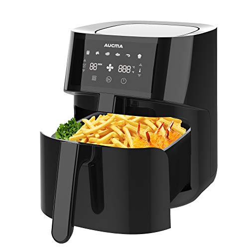 5.5L XL Friteuse sans huile,AUCMA friteuse à air chaude, 1500W, Écran Tactile LED, cuisson rapide, avec Minuteur et Température Réglable, Friteuse Électrique