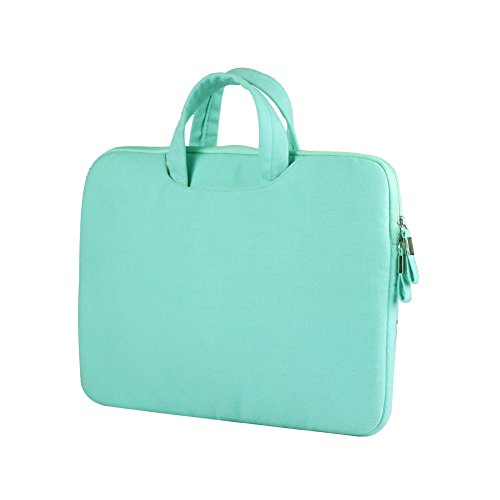 Yvonnelee Segeltuch Laptop Tasche Henkel Notebookhülle für Apple MacBook Air, Pro, Retina 11/ 11,6/ 12/ 13/ 13,3/ 15 Zoll mit Zubehörfach – Grün, M - 3