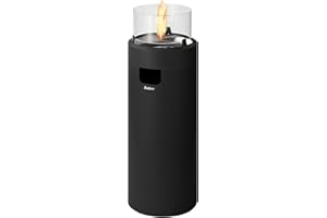 ‎ENDERS Enders Terrassenfeuer NOVA LED L BLACK, Gas Terrassenfeuer mit Ambientebeleuchtungen, ECO GREEN Brenner-Technologie und exzellentem Design, H102cm Ø 62cm, Schwarz #5601