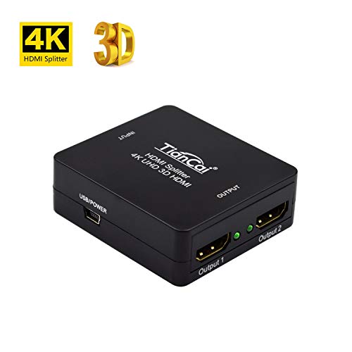 Tiancai 4k HDMI Switch 1x2 HDMI Splitter 1 entrée 2 Sorties Prend en Charge 3D 1080P 4 K, HDCP Passthrough-HDMI 1.4,CEC