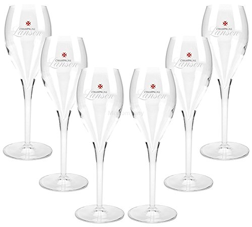 Preisvergleich Produktbild Lanson Reims France Champagner Gläser Flöten Set - 6x 10cl geeicht