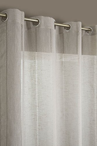 Gardine In Leinen Optik Mit Transparenten Streifen 140 X 240 Beige - 2