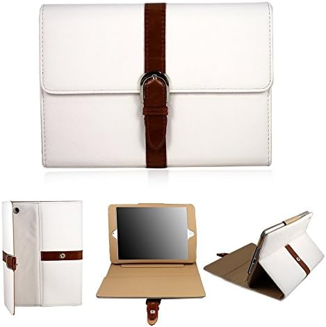 Genuine ZAFOORAH Belt &amp; Buckle Tan Leather Stand Cover Case for Apple iPad Mini (2012) and iPad Mini with Retina Display(2013) with 3 Bonus items Stylus, Screen Protector, Microfiber Cloth (iPad Mini &amp; iPad Mini with Retina Display - White)