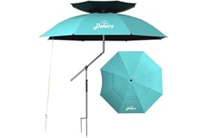 Dekero 240cm parasol plażowy,wiatroszczelną promieniowaniem UV parasole przeciwsłoneczny,z kotwicą do piasku,uchylną aluminiową tyczką,na plażowe, ogrodowy, trawnikach, wędkarski