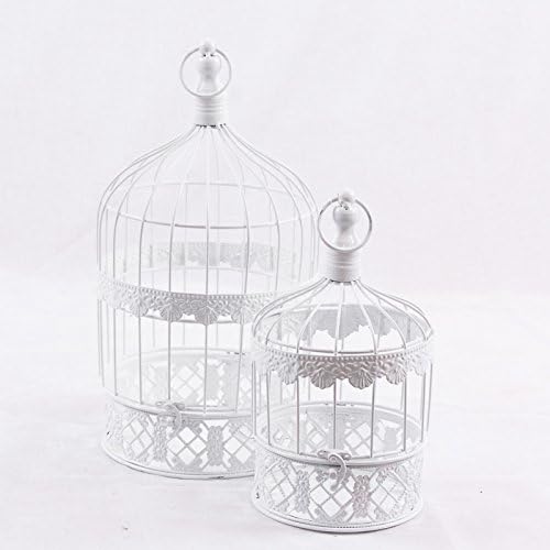 WHITE METAL CAGE 2 PIECE SET, 20 X 20 X 36 CM, THE MORE LARGE