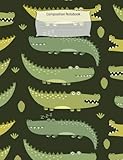  Composition Notebook: Wide Ruled Notebook Cute Cartoon Alligator Gator Croc for Kids, Middle, High School Students, Teachers, Homeschooling for Girls & Boys