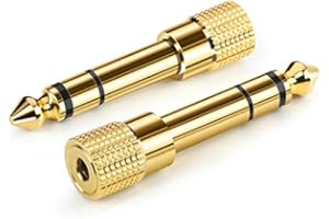 ANCABLE Adattatore per cuffie da 3,5 mm femmina a 6,35 mm maschio, 2 confezioni da 1/4" a 1/8" adattatore stereo per cuffie jack AUX placcato convertitore jack per pianoforte digitale, tastiera, ecc