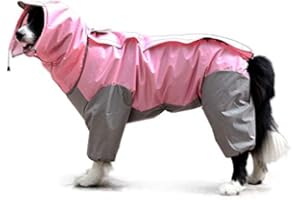 FEILING Patchwork Regenmantel für Hund Hunderegenmantel wasserdichte 4-Beine Regensjacke Haustier Raincoat Dog mit Abnehmbar Kapuze für Kleine Mittelgroße und Grosse Hunde (14#, pink)