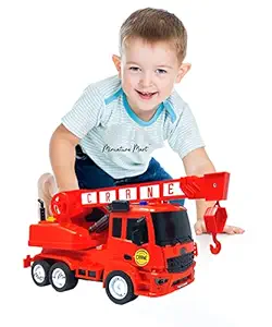 Miniature Mart Friction Powered Toy Truck for Boys & Girls with Lights and Sounds | Jumbo Size | Made in India | Age 3+ Years for Birthday Parties, Festivals | (Rescue Crane)