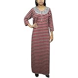 Indiatrendzs Women Loose Warm Nightgown Stripe Print Maroon Woolen Nighty L