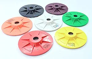 CoolTool Xtra Power Diamond Polishing Pads for Glass Granite Marble Concrete Stone Wet/Dry 7Pc Grinding Tools Polisher (4 inch)