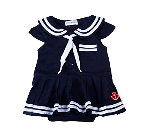 niceEshop(TM) Toddler Baby Girls Short Sleeve Navy Sailor Romper Dresses