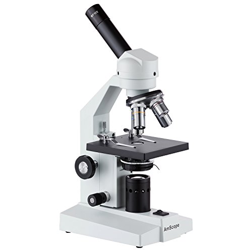 AmScope M500 40x-1000x Advanced Home School Student Widefield Biological Compound Microscope with Sturdy Metal Framework and All Optical Glass Lenses