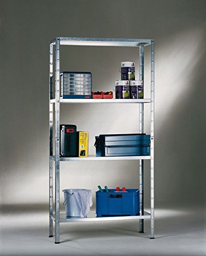 Regal Steckregal verzinkt Metall 190x100x40cm Regalsystem Steckregalsystem 4 Metall-Böden Traglast 280kg einfache Montage durch Stecksystem kein Verschrauben Schulte - 3