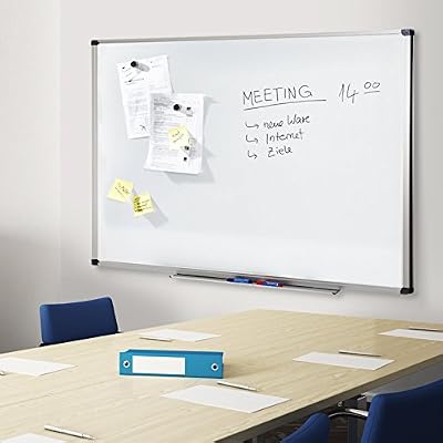 Office Marshal Tableau blanc Office Marshal | Élu Meilleur rapport qualité/prix | laqué aimanté | cadre aluminium | série PRO, 60x90cm