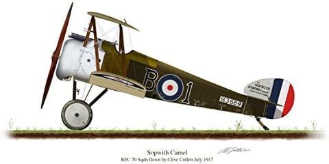 Profile Artwork, Sopwith Camel Vintage British Aircraft 1917 Clive Collett A5 Glossy Photo Print First World War WW1 signed