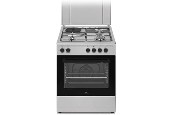 Cuisiniere mixte CONTINENTAL EDISON CECM60FCS - 3 feux gaz + 1 électrique - L59,8 x P61 xH83 cm - Silver
