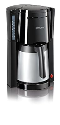 SEVERIN Cafetière, Pour Café Filtre, 8 Tasses, 2 Verseuses Incluses, KA 9482, Noir/Argent