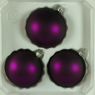 Lauschaer Glas Christmas Tree Baubles Hand-Blown Christmas Tree Ornaments Decorations, Matt Purple, Diameter 8 cm, Set…