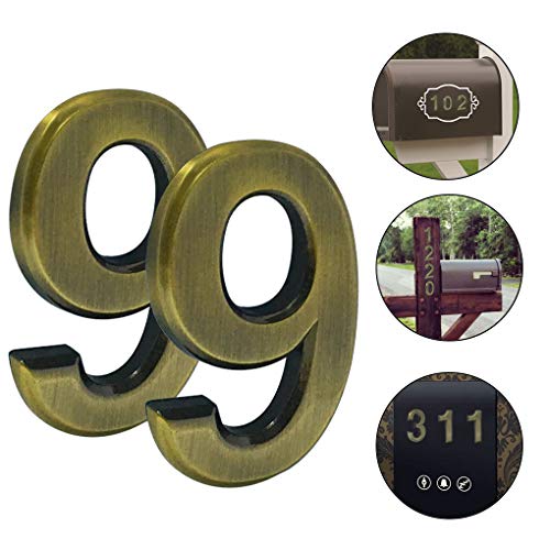Paquete de 2 números de casa de latón macizo de Magicdo, número 7 cm, con diseño moderno y apariencia flotante, fácil de instalar, Number 9