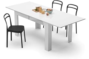 Mobili Fiver, Easy, Extendable dining table, 140(220) x90 cm, High Gloss White, Made In Italy