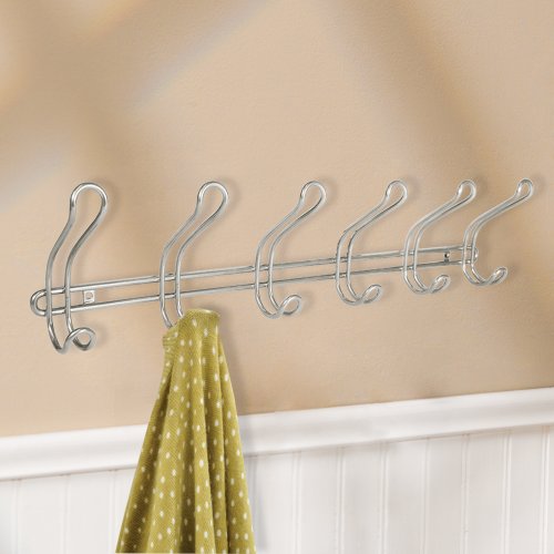 InterDesign 06944EU Classico Wandmontierte Hakenleiste für den Eingangsbereich für Jacken, Mäntel, Mützen, Schals – Metall 48,51 x 6,60 x 12,19 cm, Silber - 2