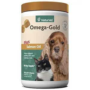 NaturVet Omega-Gold Plus Salmon Oil for Dogs, 180 ct Soft Chews
