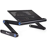 Die optionalen, mit Strom via USB-Anschluss betriebenen Lüfter sorgen für zusätzliche Kühlung und schützen vor Überlastung, Überhitzung, Fehlfunktionen, Systemabstürzen oder grundsätzlicher Wärmeermüdung, die langfristige Schäden an der Hardware verursachen könnte. Das erste Gelenk ist um 180°, das zweite und dritte Gelenk um 360° verstellbar. Die Winkelanzeige lässt eine synchrone Gelenkeinstellung zu. Auch eine asynchrone Einstellung ist möglich wenn zum Beispiel der Untergrund uneben ist.