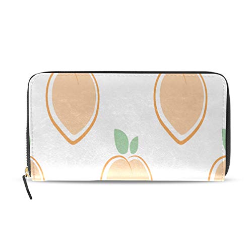 Preisvergleich Produktbild Pfirsich Früchte kleine süße lange Pass Kupplung Geldbörsen Reißverschluss Brieftasche Fall Handtasche Geld Veranstalter Tasche Kreditkarteninhaber für Dame Frauen Mädchen Männer Reisen Geschenk