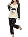 VENTELAN Women's Cat Eat Fish Novelty Cute Autumn Casual Buttom Pyjamas Set