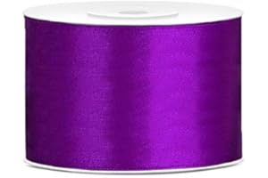JAOW Ruban Satin Polyester Noeud et Emballage Cadeau 6/12/25/38/50/100mm x 25m (Taille 50mm x 25m - Couleur Violet)