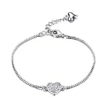 Lafeil Armband Silber Name Armband Damen Edelstahl Herz Stein Damen Mit Handgelenk Poliert Weiß 16cm