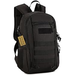 Huntvp Sac à Dos Petit Cartable Tactique Militaire Molle Sac à Dos de Lycée Sac de Cours Sac de Multifonction pour Chasse Randonnée Camping Voyage Cyclisme Trekking Scalade 12L Noir