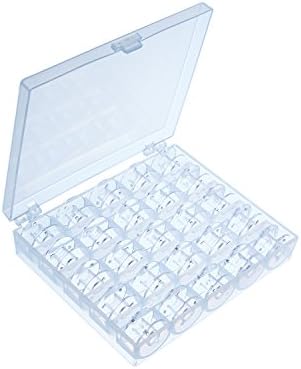 EBYTOP 25Pcs Sewing Machine Bobbins Spools for Brother,Janome,Singer,Elna,Plastic and Transparent with Storage Case