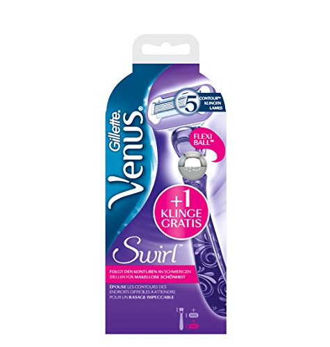 Gillette Swirl Body Hair Shaver with Ball technology + 1 additional Blade, Pack of 1