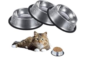 upain Katzennapf 3er Set Fressnapf Katze Edelstahl Futterschüssel Katze Cat Bowl rutschfeste Wasser Fütterung Schüssel für Katze Kleine Hunde Tiere Mehrweg